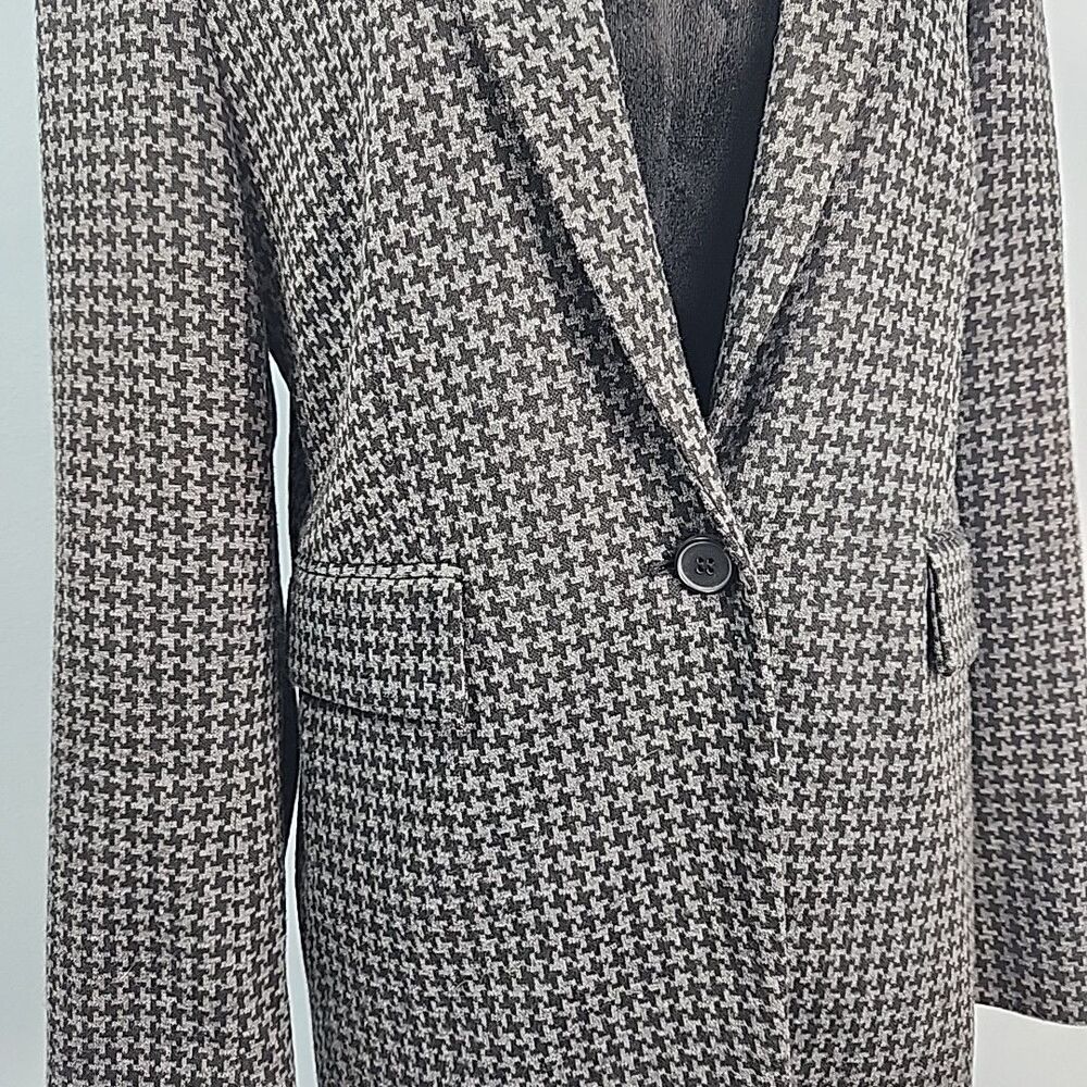 Vince Camuto Gray Black Houndstooth One Button Knit Jacket Blazer Sz 12 - Picture 4 of 11